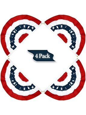1.5x3ft USA Patriotic Pleated Fan Flag - 4PC American US Flag Bunting Banner